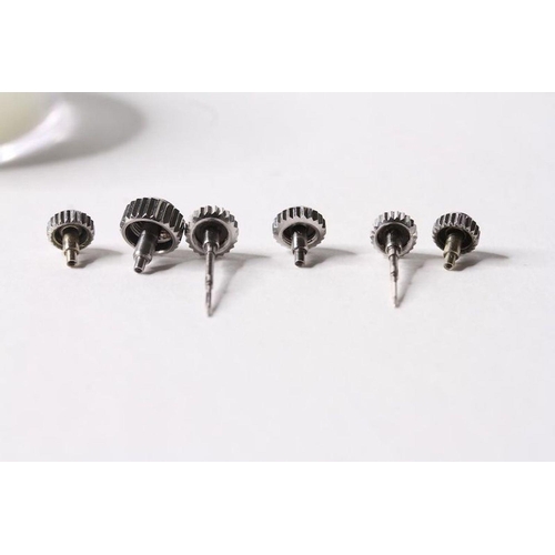 463 - 6x Rolex crowns, 2x with stems, 5mm / 5mm / 6mm / 5mm with stem / 6mm with stem / 7mm Coronet and Th... 