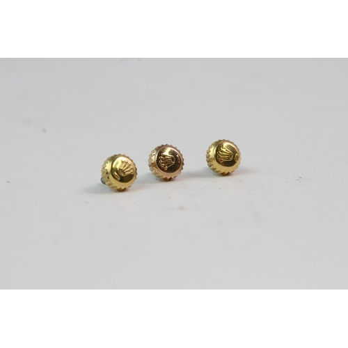 483 - 3x GOLD ROLEX CROWNS 5MM