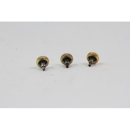 483 - 3x GOLD ROLEX CROWNS 5MM