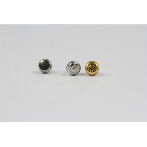 484 - 3x ROLEX CROWNS (2 x 5MM, 1 x 4MM)