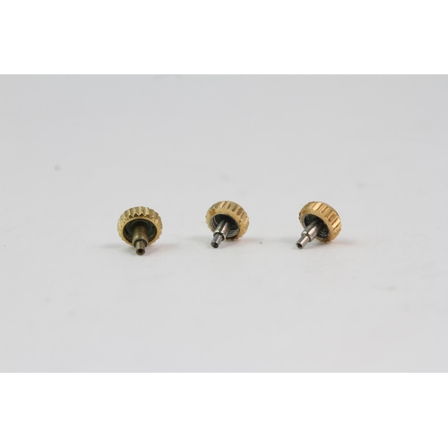 486 - 3x ROLEX GOLD GMT CROWNS 6MM