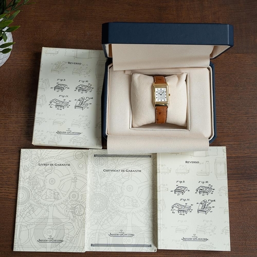 64 - JAEGER-LECOULTRE REVERSO 18CT GOLD MEDIUM SIZE, 250.1.86, CIRCA. 1998 BOX & PAPERS, 23MM CASE, recta... 