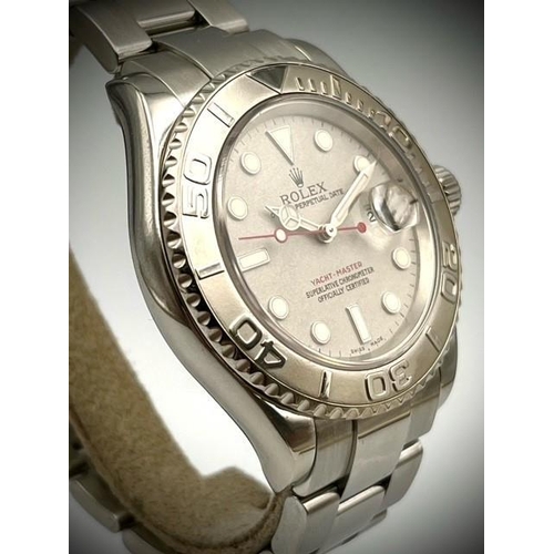 66 - ROLEX 16622 YACHT-MASTER 2004 BOX & PAPERS, Silver Rolex dial with date window at 3 o'clock in a 40 ... 