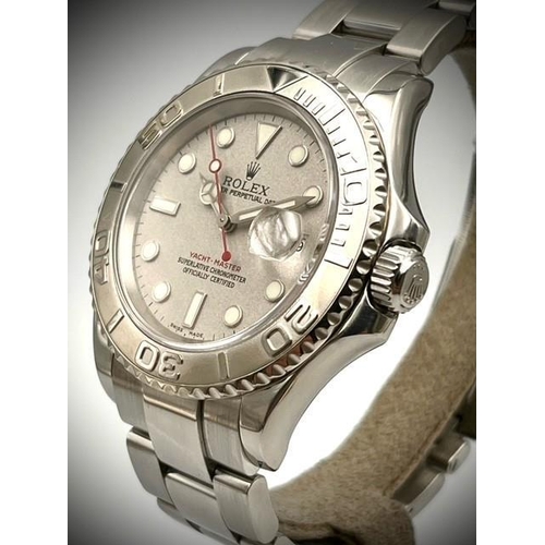 66 - ROLEX 16622 YACHT-MASTER 2004 BOX & PAPERS, Silver Rolex dial with date window at 3 o'clock in a 40 ... 