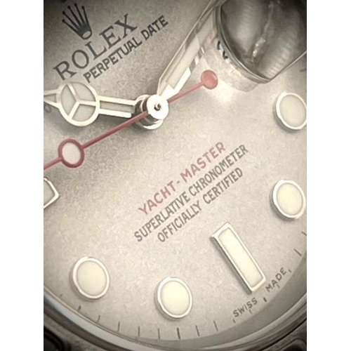 66 - ROLEX 16622 YACHT-MASTER 2004 BOX & PAPERS, Silver Rolex dial with date window at 3 o'clock in a 40 ... 