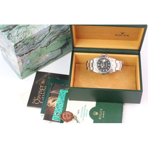 70 - ROLEX EXPLORER II REFERENCE 16570 BOX AND PAPERS 2002, circular gloss black dial with applied hour m... 