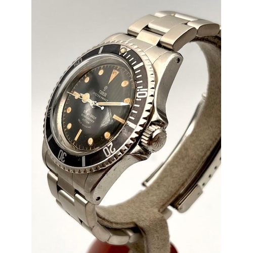 71 - TUDOR 7928 SUBMARINER 1964 GILT DIAL, Original Tudor black gilt dial in a stainless steel case with ... 