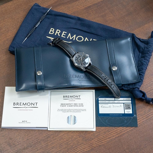 72 - GENTLEMAN'S BREMONT ALT1-C GRIFFON TRIBUTE TO THE SPITFIRE JUNE 2021 BOX & PAPERS, circular black di... 