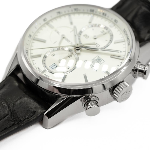 87 - GENTLEMAN'S TAG HEUER CARRERA 1887 CHRONOGRAPH CAR2111-3 NOVEMEBER 2014 BOX & PAPERS, circular silve... 