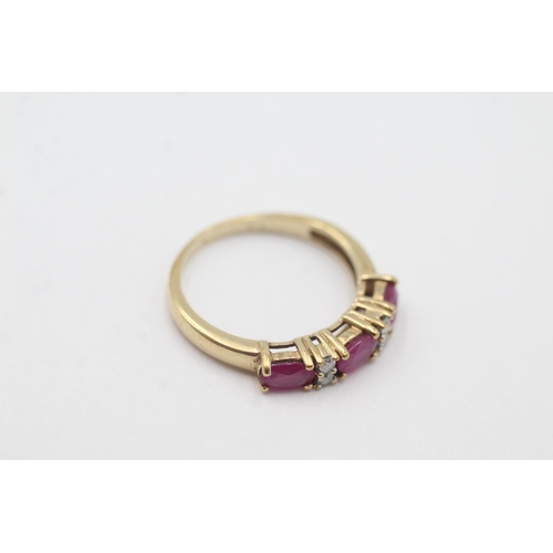 619 - 9ct gold vintage ruby & diamond dress ring (2g)