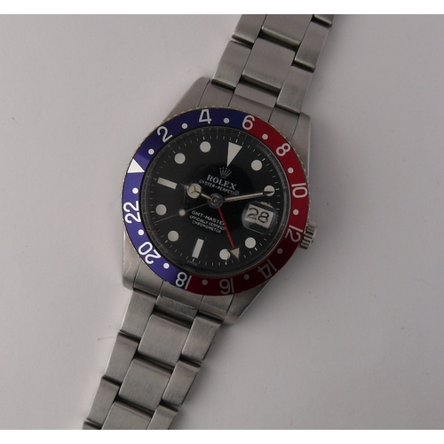 98 - VINTAGE ROLEX GMT MASTER 'PEPSI' REFERENCE 6542 CIRCA 1958, circular black professionally restored d... 