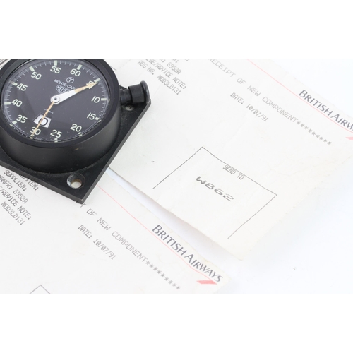 110 - HEUER MONTE-CARLO MILITARY BRITISH AIRWAYS STOP WATCH, circular black dial with arabic numeral hour ... 