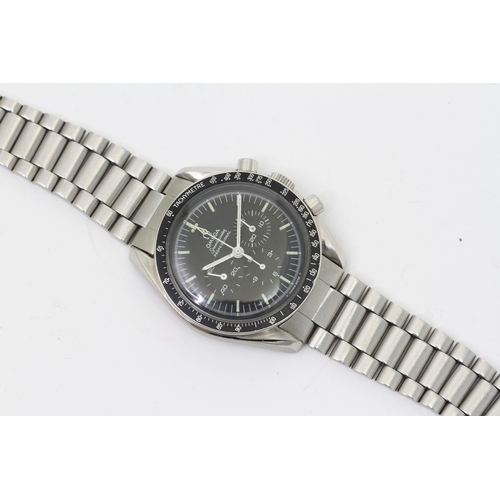 112 - OMEGA SPEEDMASTER PROFESSIONAL 145.022 WITH PAPERS '220' BEZEL STRAIGHT WRITING, circular black dial... 