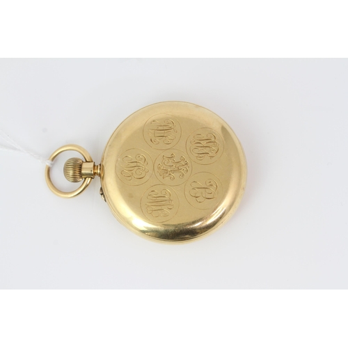 126 - 18CT GOLD GOLDSMITH CO POCKET WATCH, Porcelain dial with roman numeral hour markers, center seconds,... 