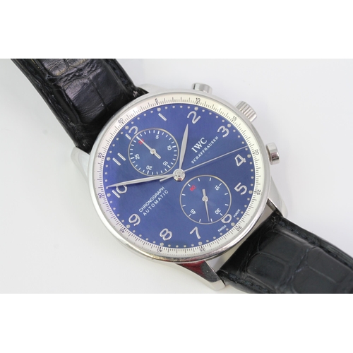 13 - IWC PORTUGIESER LAUREUS SPORT FOR GOOD FOUNDATION REF 3714 BOX AND PAPERS 2006, circular sunburst bl... 