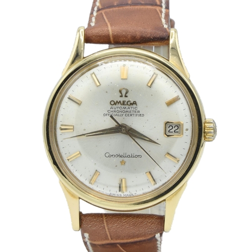 160 - OMEGA CONSTELLATION DATE AUTOMATIC CHRONOMETER MODEL 1685416 IN 18CT GOLD CASE WITH BOX AND PAPERS 1... 