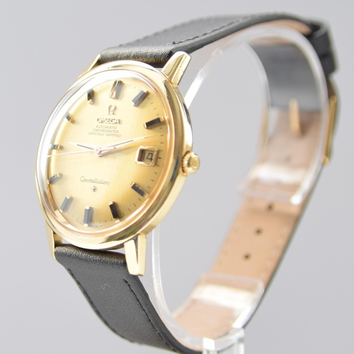 161 - OMEGA CONSTELLATION AUTOMATIC WITH DATE IN 18CT GOLD MODEL 168.004 WITH 18K GOLD DIAL DATED 1968. SE... 