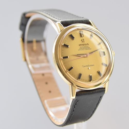 161 - OMEGA CONSTELLATION AUTOMATIC WITH DATE IN 18CT GOLD MODEL 168.004 WITH 18K GOLD DIAL DATED 1968. SE... 