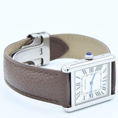 164 - CARTIER LADIES SIZE TANK SOLO MODEL 2716 IN STAINLESS STEEL WITH DEPLOYMENT BUCKLE & BOX DATED 2005.... 