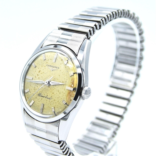 170 - LONGINES SILVER ARROW MANUAL WIND IN STAINLESS STEEL ON RARE LONGINES FIXOFLEX BRACELET MODEL 9100 &... 