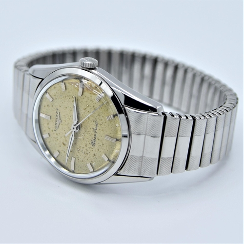 170 - LONGINES SILVER ARROW MANUAL WIND IN STAINLESS STEEL ON RARE LONGINES FIXOFLEX BRACELET MODEL 9100 &... 