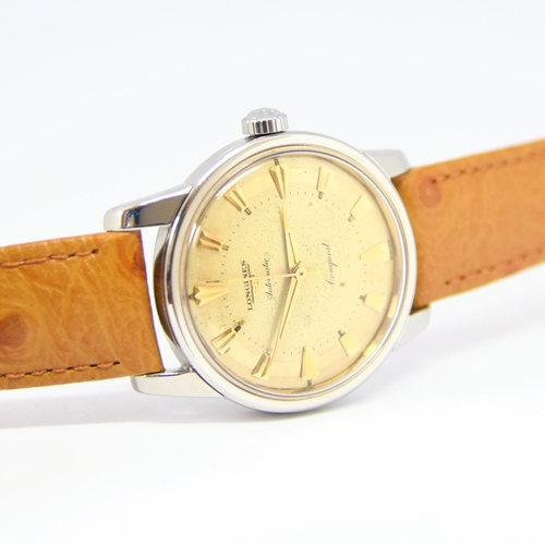 173 - LONGINES CONQUEST WITH TWO TONE DIAL MODEL 9000 IN STAINLESS STEEL CAL. 19AS AUTOMATIC DATED 1957. S... 