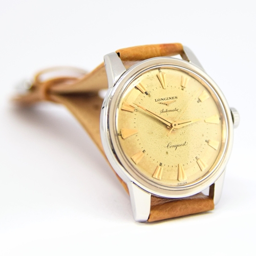 173 - LONGINES CONQUEST WITH TWO TONE DIAL MODEL 9000 IN STAINLESS STEEL CAL. 19AS AUTOMATIC DATED 1957. S... 