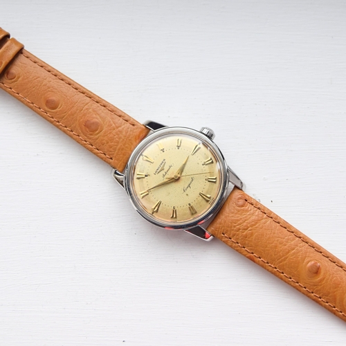 173 - LONGINES CONQUEST WITH TWO TONE DIAL MODEL 9000 IN STAINLESS STEEL CAL. 19AS AUTOMATIC DATED 1957. S... 