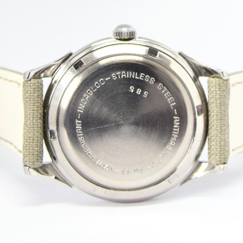 174 - BAUME SWISS POWER RESERVE AUTOMATIC WRISTWATCH WITH ARABIC NUMERALS CIRCA 1950s. AUTOMATIC CAL, stai... 