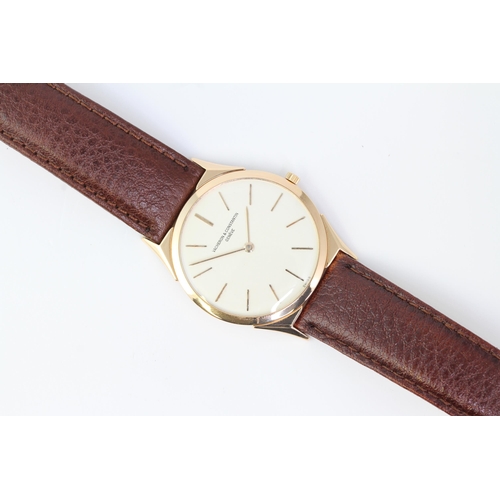 2 - 18CT VACHERON CONSTANTIN ULTRA THIN REFERENCE 6099 WITH PAPERS, circular cream white dial with baton... 