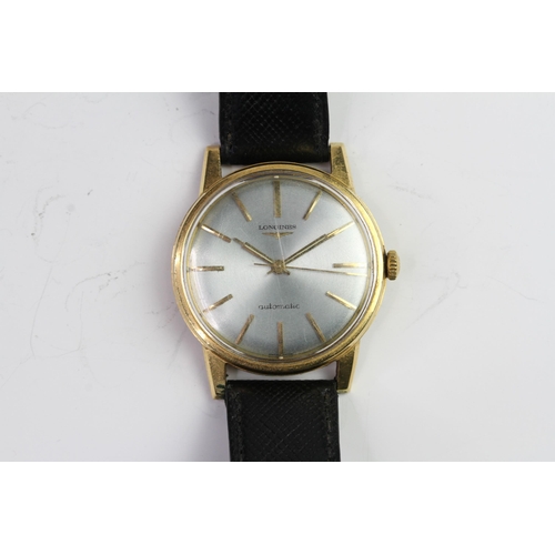 304 - 18CT LONGINES AUTOMATIC DRESS WATCH, silvered radial dial, baton hour markers, 36mm 18ct case, screw... 