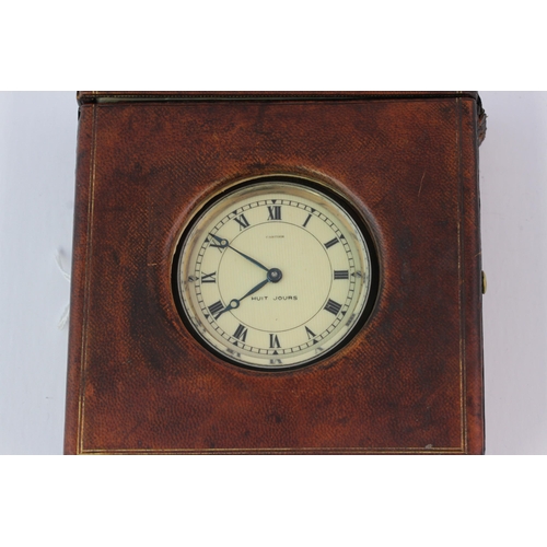 363 - Sterling Silver CARTIER  ( Breveté SGDG  ) Table Clock, From the 1930s. Cream Dial. Roman numerals. ... 