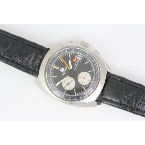 39 - VINTAGE TISSOT AUTOMATIC NAVIGATOR CHRONOGRAPH, black dial with orange seconds and chronograph hand,... 