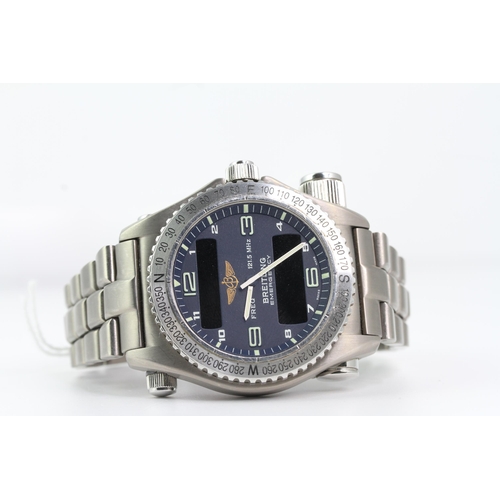 400 - *PRIVATE COLLECTION* BREITLING EMERGENCY BOX AND PAPERS 2001 REF E56121.1, circular blue dial with a... 