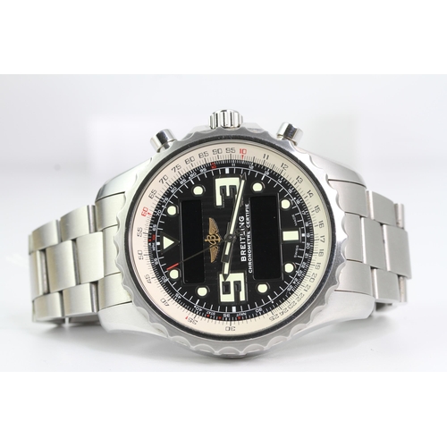 403 - *PRIVATE COLLECTION* BREITLING CHRONOSPACE WITH BOX AND PAPERS REFERENCE A78365, circular black stri... 