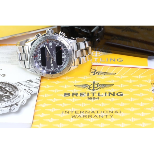 404 - *PRIVATE COLLECTION* BREITLING B-1 BOX AND PAPERS 2004 REFERENCE A78362, circular grey dial with bat... 