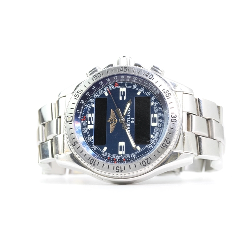 406 - *PRIVATE COLLECTION* BREITLING B-1 BOX AND PAPERS 2000 REFERENCE A68062, circular blue dial with bat... 