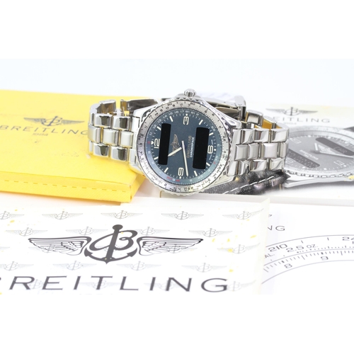 409 - *PRIVATE COLLECTION* BREITLING CHORNOSPACE WITH BOOKLETS REFERENCE A56012.1, circular blue dial with... 