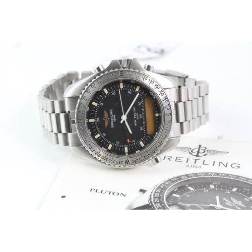 411 - *PRIVATE COLLECTION* BREITLING PLUTON NAVITIMER 3100 REFERENCE A51037, circular black dial with bato... 