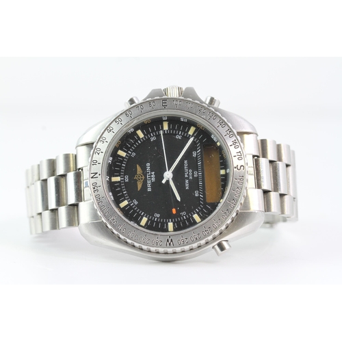 411 - *PRIVATE COLLECTION* BREITLING PLUTON NAVITIMER 3100 REFERENCE A51037, circular black dial with bato... 