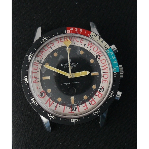 42 - RARE 1965 VINTAGE BREITLING SUPEROCEAN CHRONOGRAPH WRISTWATCH REF 2005, Matt black Dial with circula... 