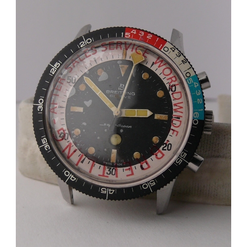 42 - RARE 1965 VINTAGE BREITLING SUPEROCEAN CHRONOGRAPH WRISTWATCH REF 2005, Matt black Dial with circula... 