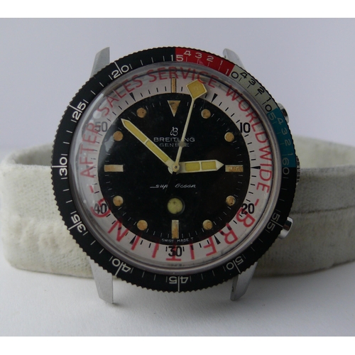 42 - RARE 1965 VINTAGE BREITLING SUPEROCEAN CHRONOGRAPH WRISTWATCH REF 2005, Matt black Dial with circula... 