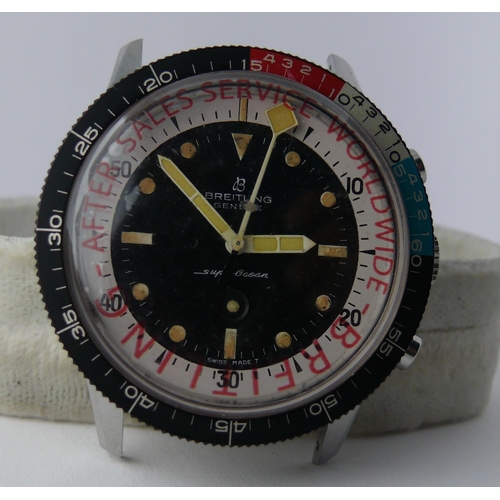 42 - RARE 1965 VINTAGE BREITLING SUPEROCEAN CHRONOGRAPH WRISTWATCH REF 2005, Matt black Dial with circula... 