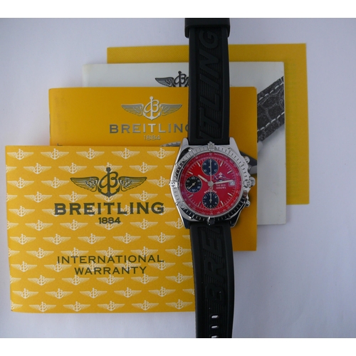 43 - BREITLING LIMITED EDITION RED ARROWS CHRONOMAT CHRONOGRAPH WRISTWATCH BOX AND PAPERS, Bright Red cir... 