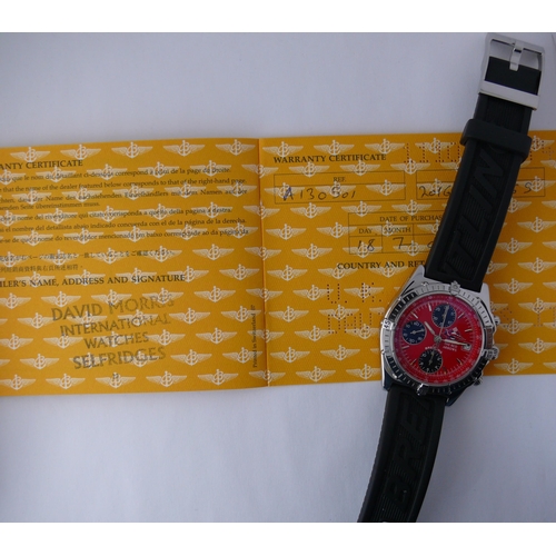 43 - BREITLING LIMITED EDITION RED ARROWS CHRONOMAT CHRONOGRAPH WRISTWATCH BOX AND PAPERS, Bright Red cir... 