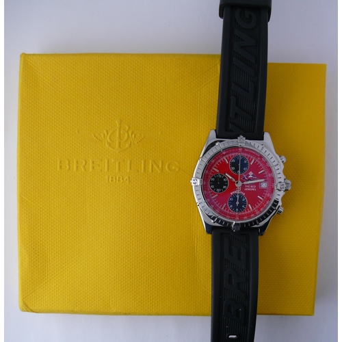 43 - BREITLING LIMITED EDITION RED ARROWS CHRONOMAT CHRONOGRAPH WRISTWATCH BOX AND PAPERS, Bright Red cir... 