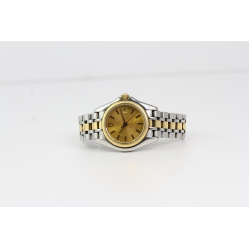 61 - LADIES TUDOR MONARCH REFERENCE 15833 WITH PAPERS 2002, circular champagne dial with baton hour marke... 