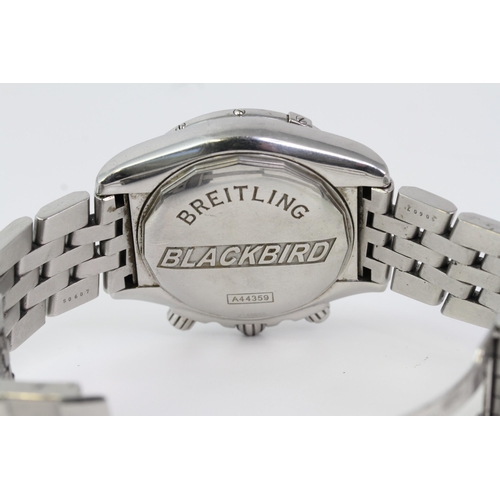 63 - BREITLING BLACKBIRD BOX AND PAPERS 2007 REFERENCE A44359, circular black dial with baton hour marker... 