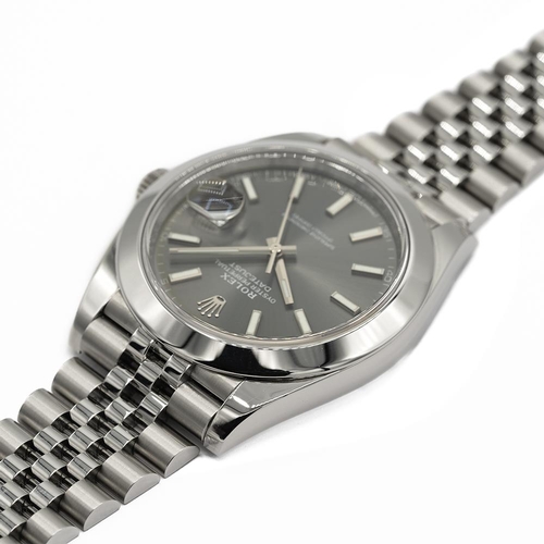 64 - GENTLEMAN'S ROLEX OYSTER PERPETUAL DATEJUST 41 SLATE, 126300, FEBRUARY 2018 BOX & PAPERS, circular s... 